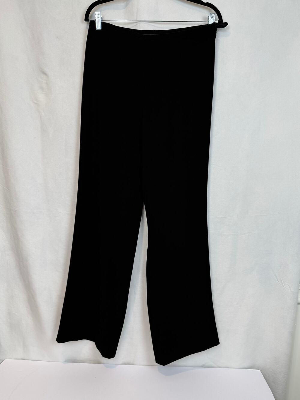 Nina McLemore Black Wide Leg Dress Pants Side Zip Stretch Waist 30
